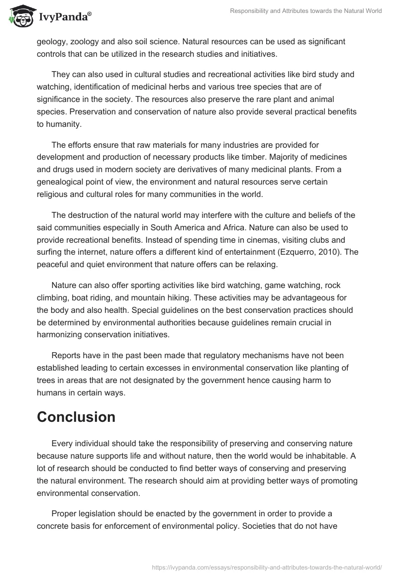 Responsibility and Attributes towards the Natural World. Page 4