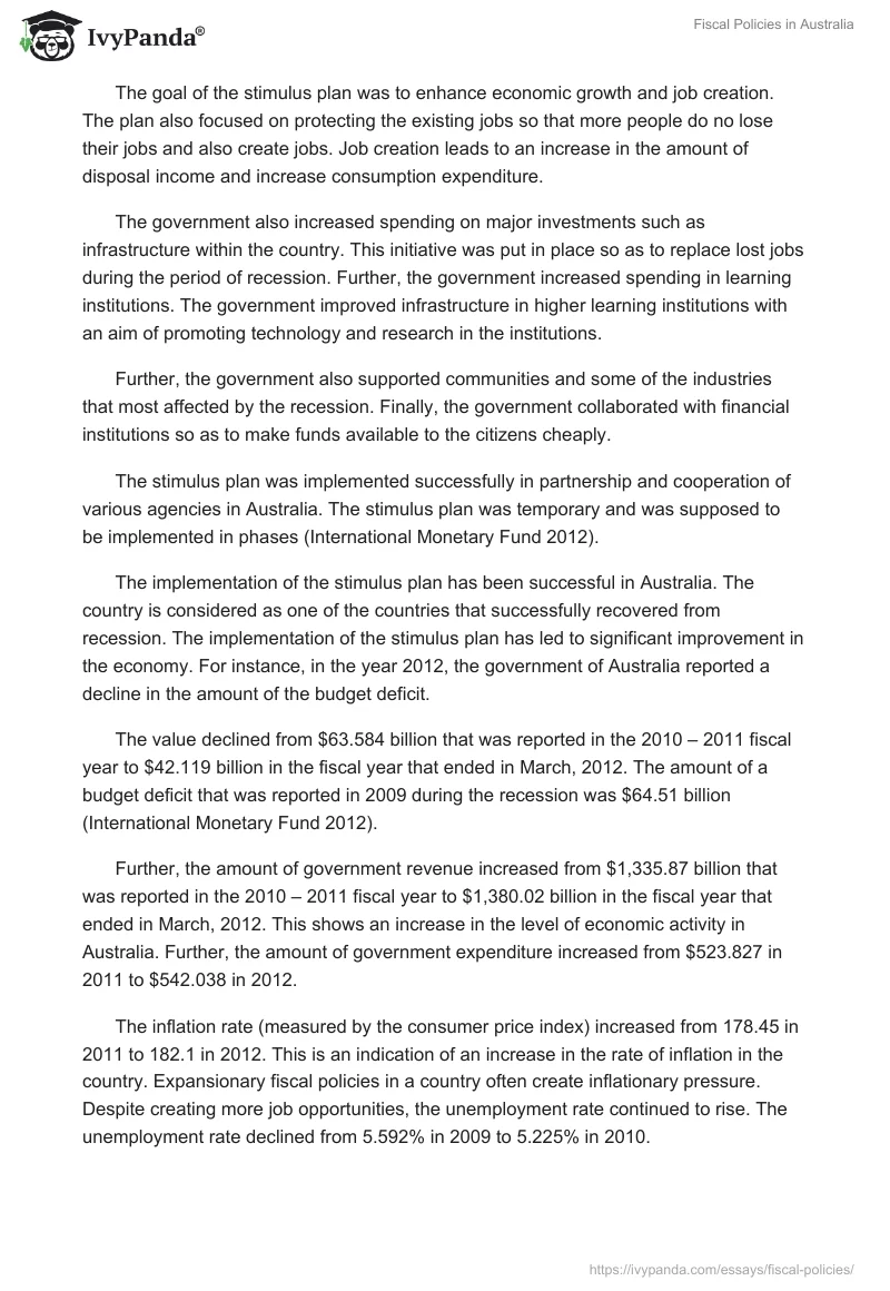 Fiscal Policies in Australia. Page 2
