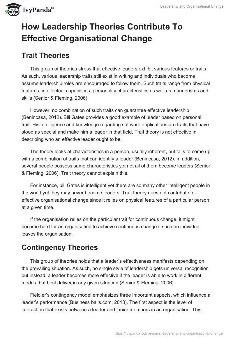 Leadership and Organisational Change. Page 2
