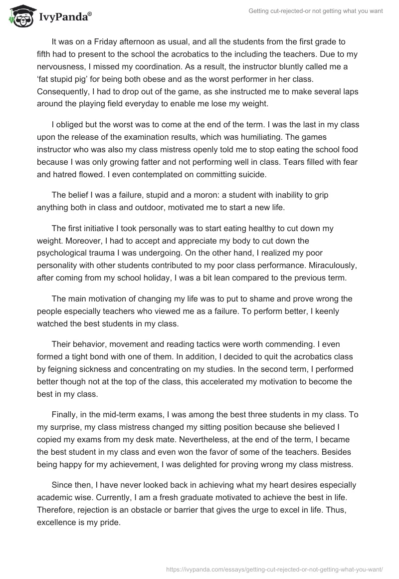Getting cut-rejected-or not getting what you want. Page 2