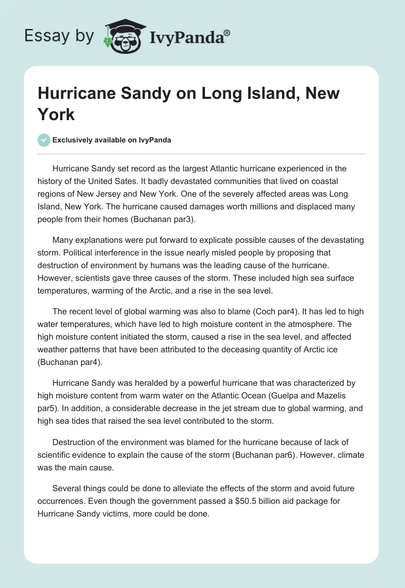 Hurricane Sandy on Long Island, New York. Page 1