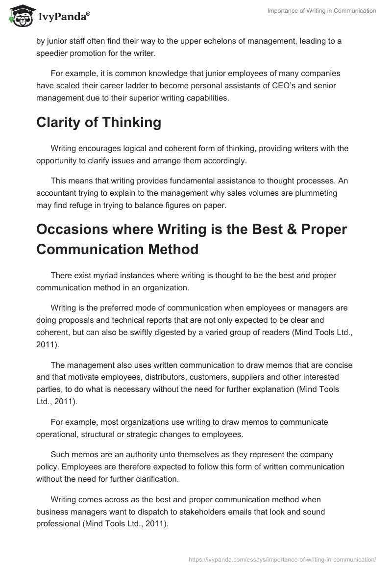 Importance of Writing in Communication. Page 2