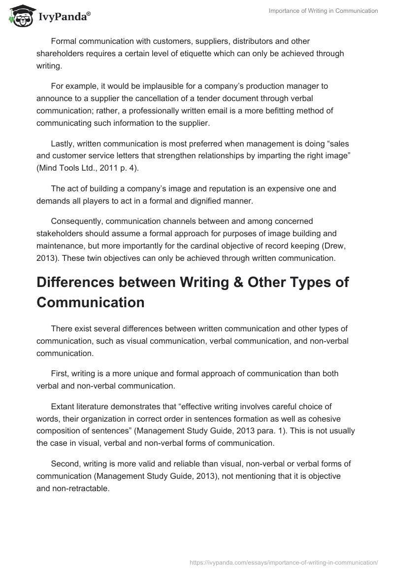 Importance of Writing in Communication. Page 3