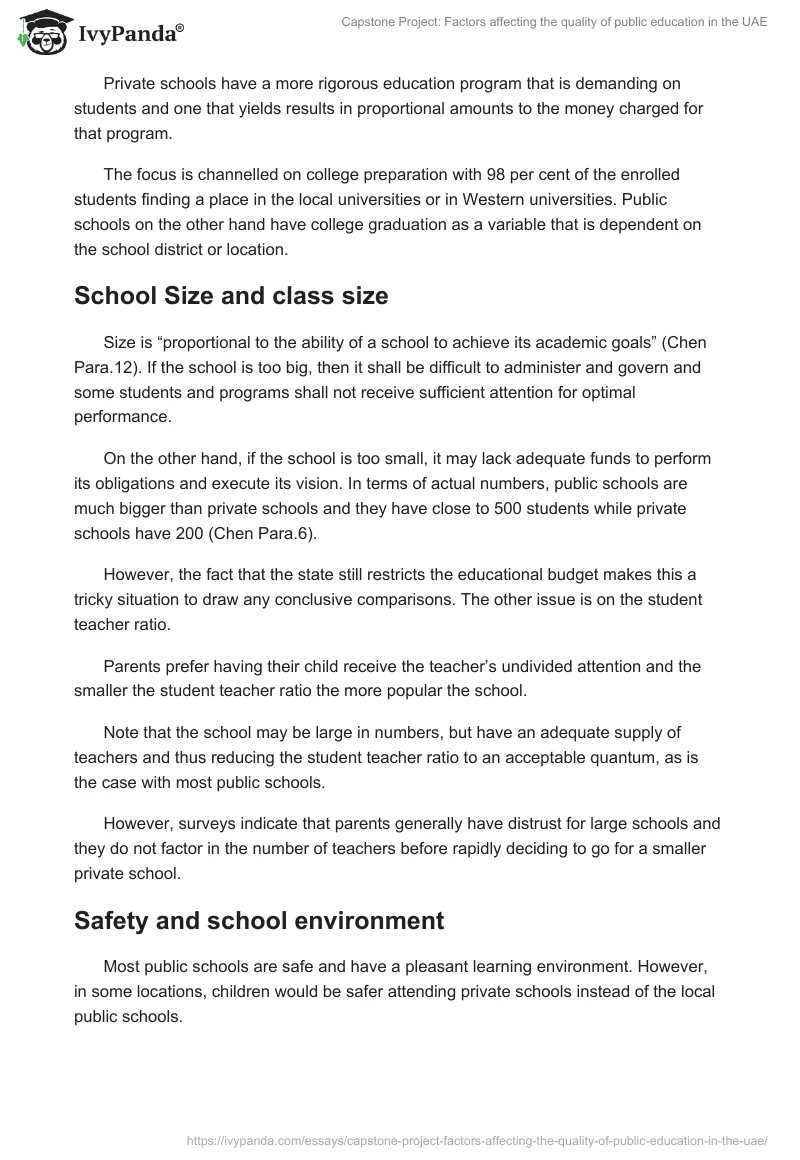 Capstone Project: Factors affecting the quality of public education in the UAE. Page 4