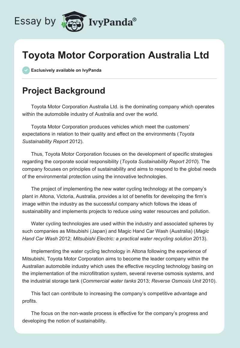 Toyota Motor Corporation Australia Ltd. Page 1