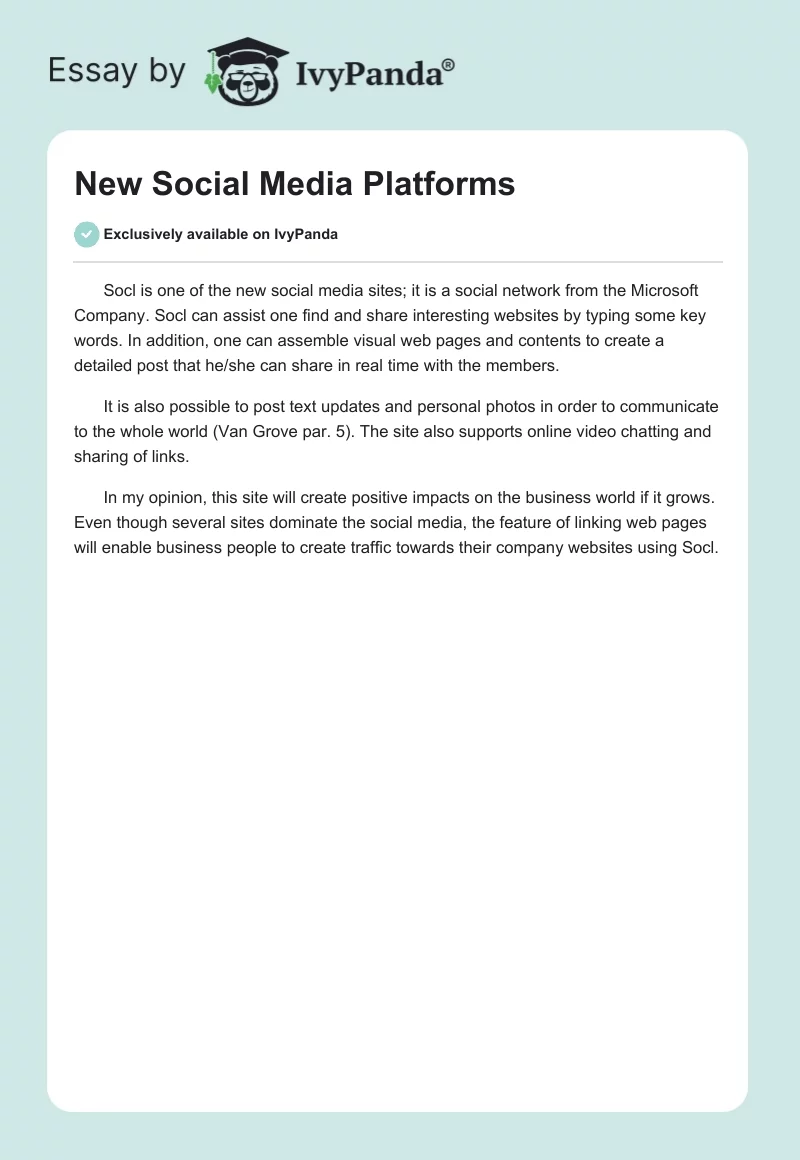 New Social Media Platforms. Page 1