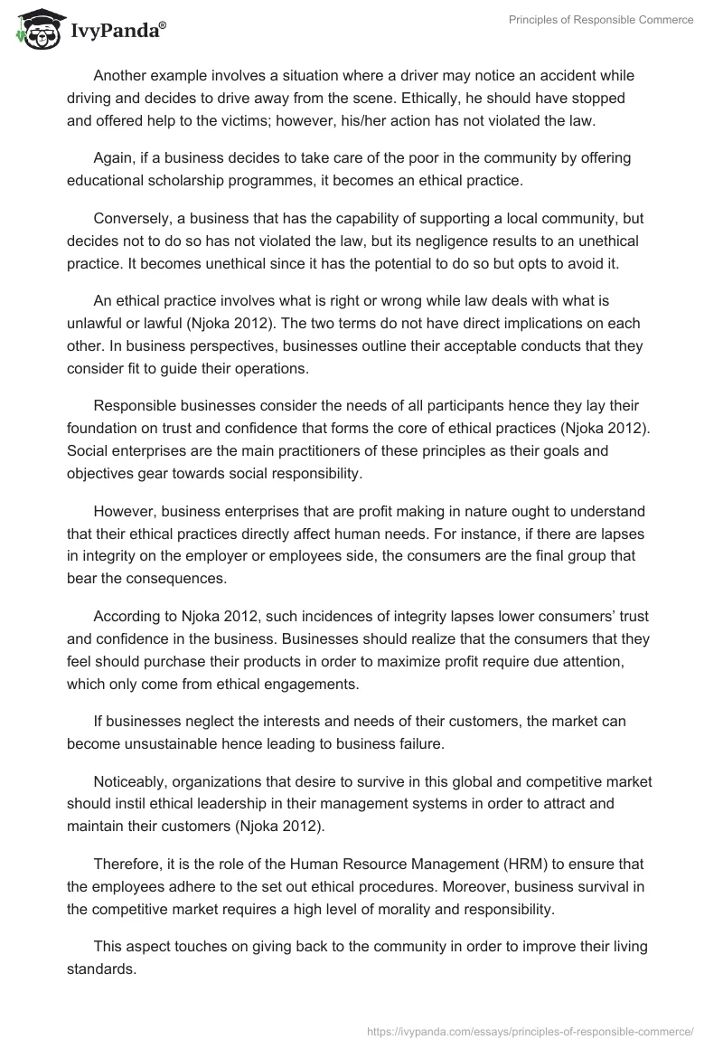 Principles of Responsible Commerce. Page 2