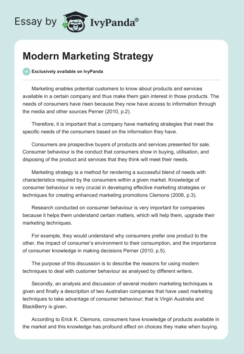 Modern Marketing Strategy. Page 1