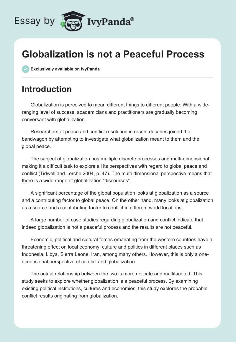 Globalization is not a Peaceful Process. Page 1