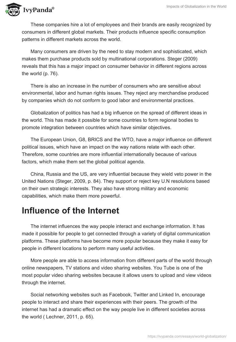 Impacts of Globalization in the World. Page 4