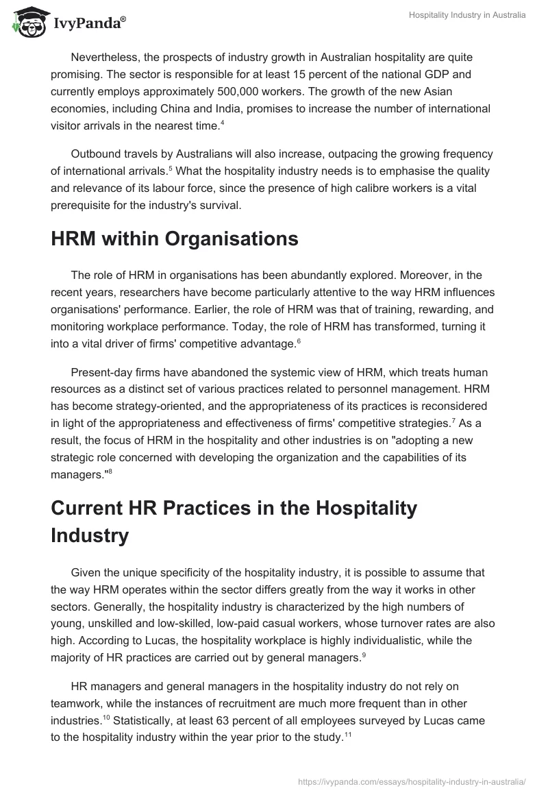 Hospitality Industry in Australia. Page 2