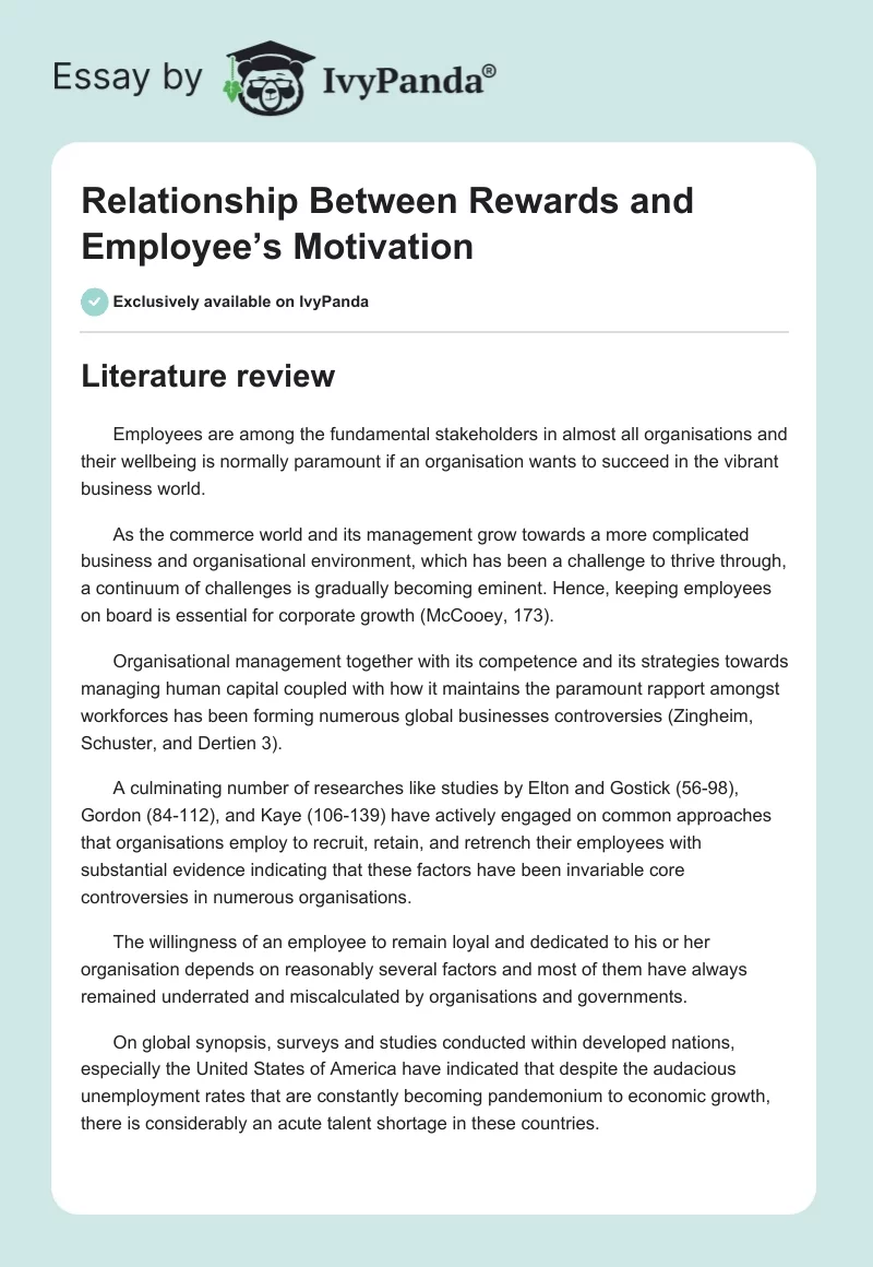 Relationship Between Rewards and Employee’s Motivation. Page 1