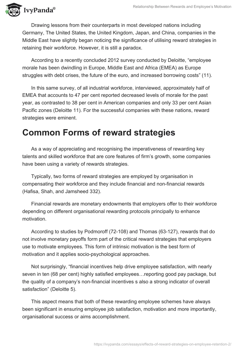 Relationship Between Rewards and Employee’s Motivation. Page 3
