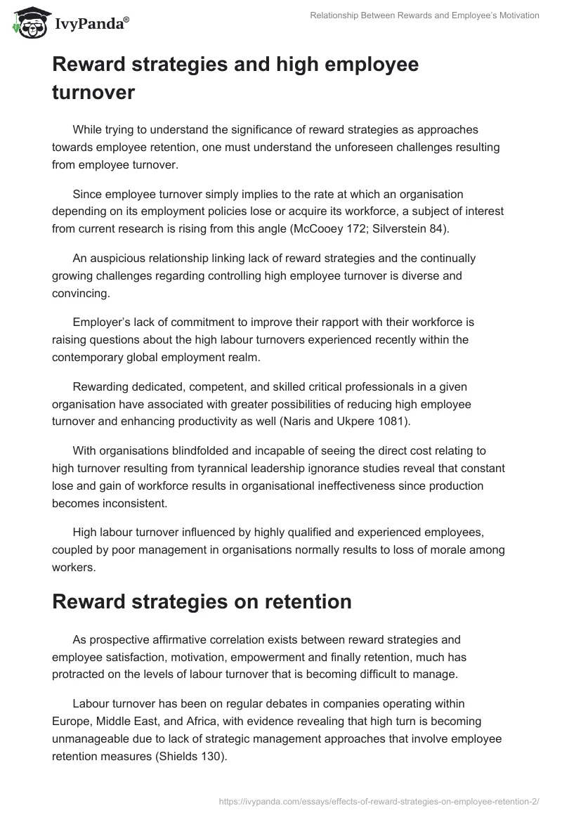 Relationship Between Rewards and Employee’s Motivation. Page 4