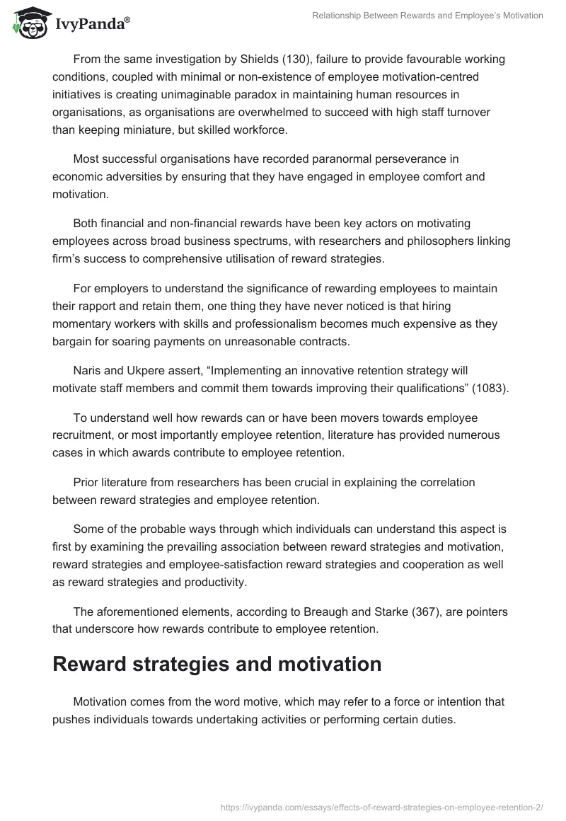 Relationship Between Rewards and Employee’s Motivation. Page 5
