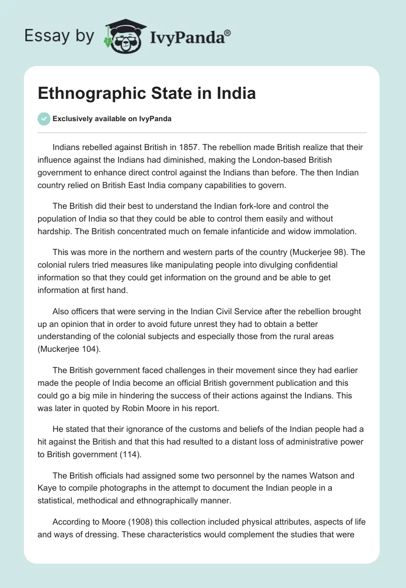 Ethnographic State in India. Page 1