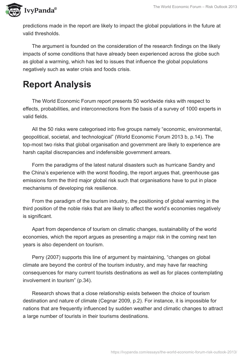 The World Economic Forum – Risk Outlook 2013. Page 2