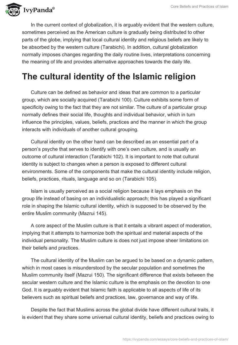 Core Beliefs and Practices of Islam. Page 3