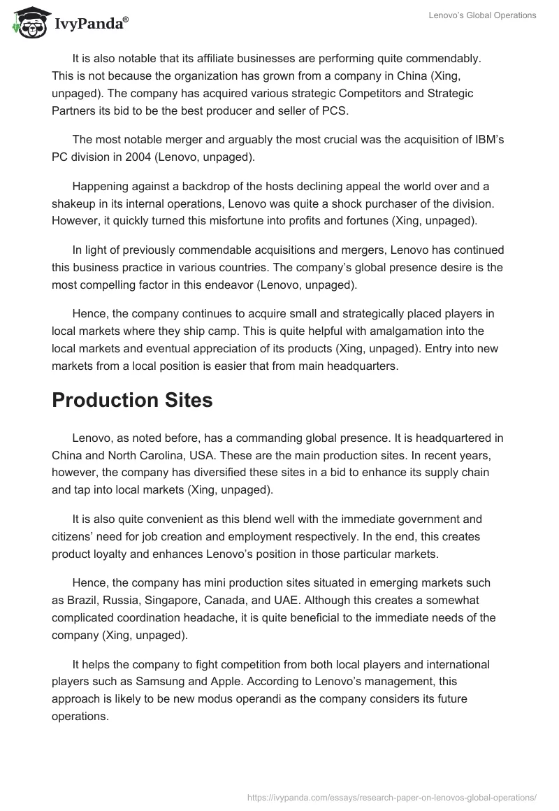 Lenovo’s Global Operations. Page 4