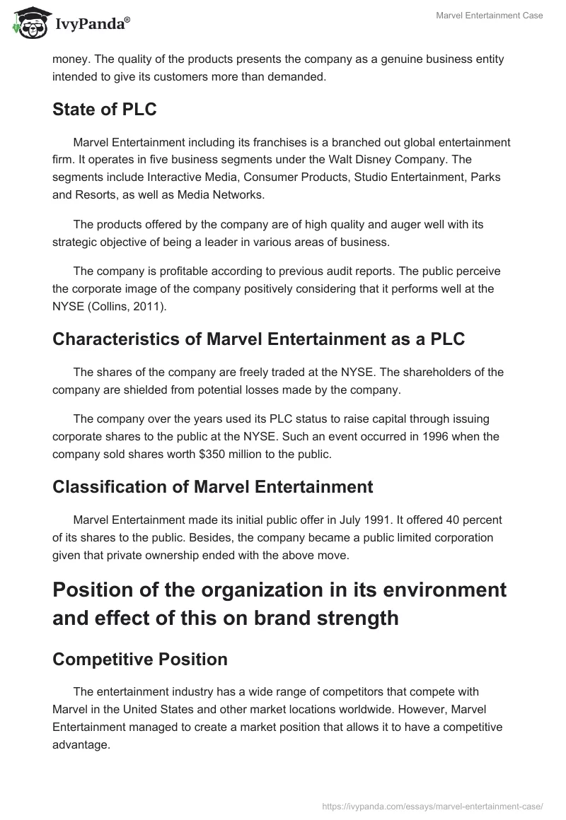 Marvel Entertainment Case. Page 3