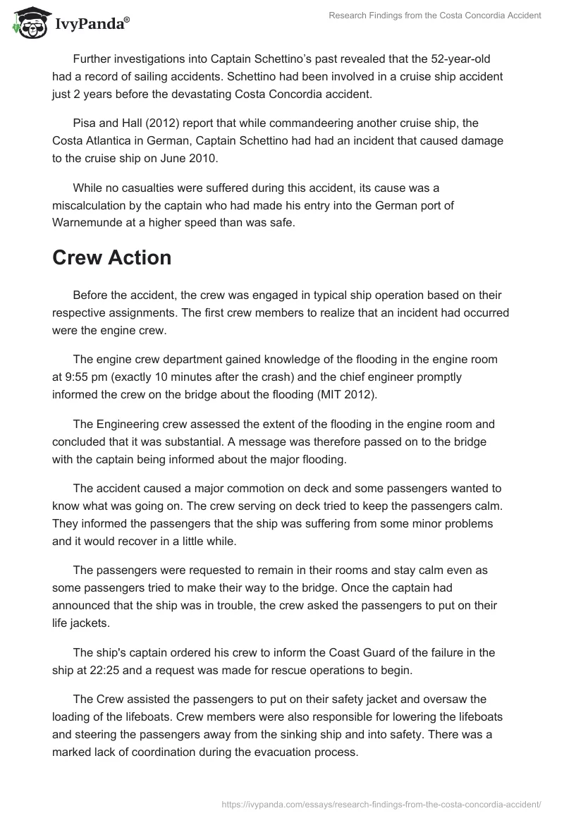 Research Findings from the Costa Concordia Accident. Page 5