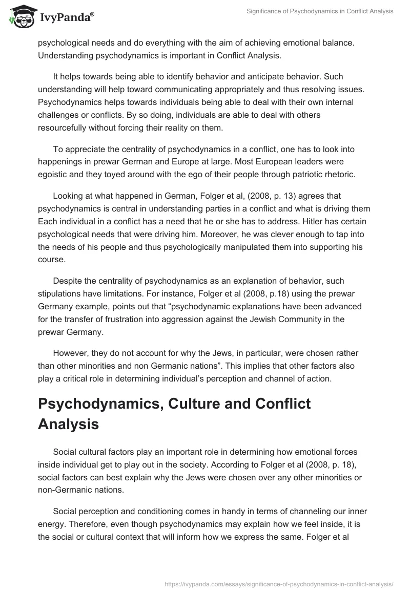Significance of Psychodynamics in Conflict Analysis. Page 2