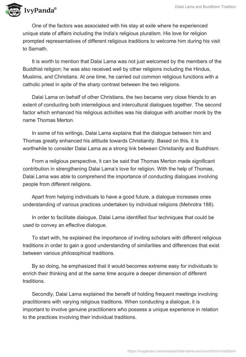 Dalai Lama and Buddhism Tradition. Page 4