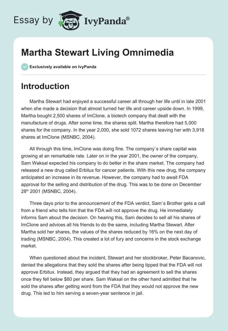 Martha Stewart Living Omnimedia. Page 1