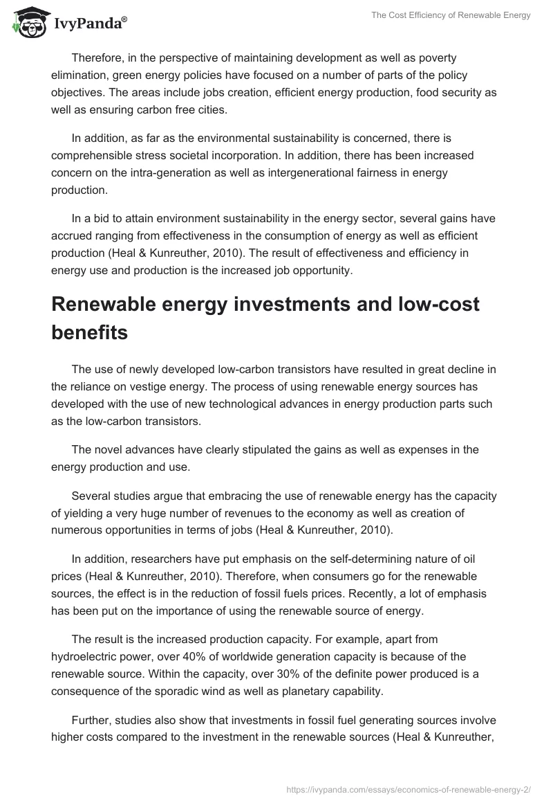 The Cost Efficiency of Renewable Energy. Page 3