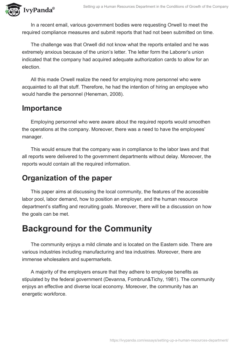 Setting up a Human Resources Department in the Conditions of Growth of the Company. Page 2
