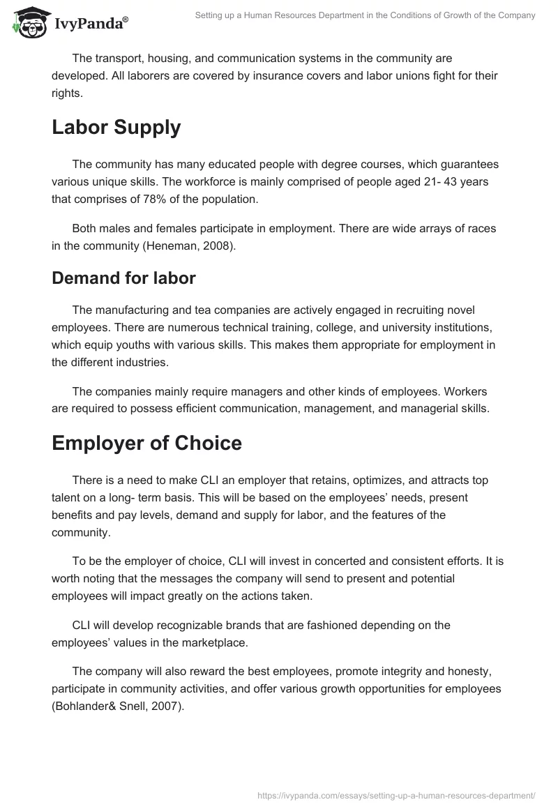 Setting up a Human Resources Department in the Conditions of Growth of the Company. Page 3