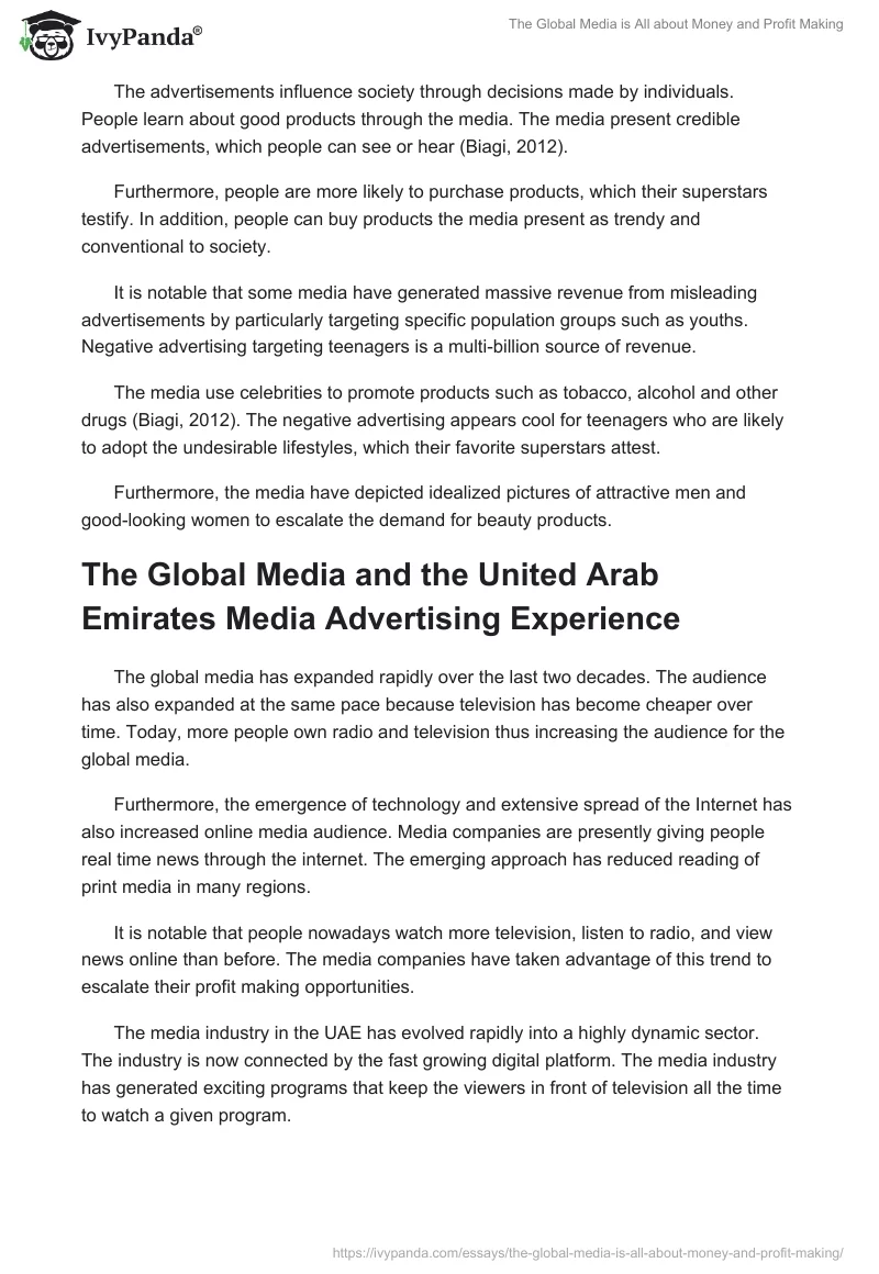 The Global Media Is All About Money and Profit Making. Page 3