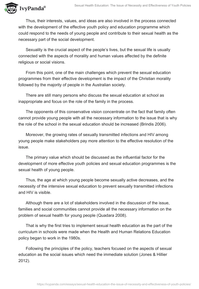 Sexual Health Education: The Issue of Necessity and Effectiveness of Youth Policies. Page 2
