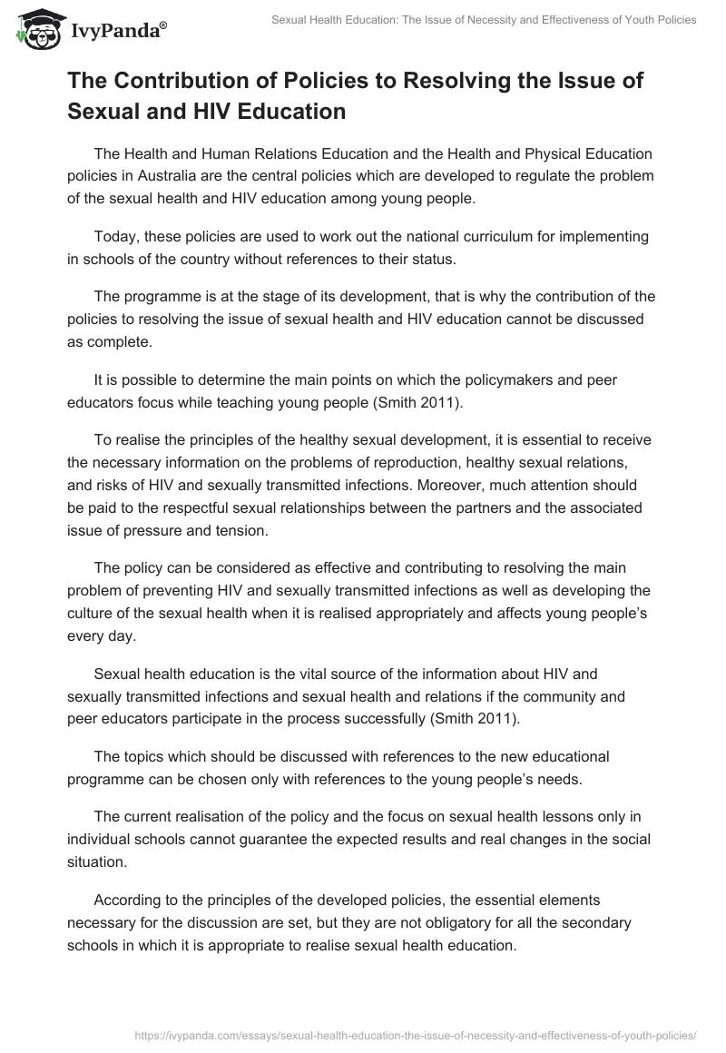 Sexual Health Education: The Issue of Necessity and Effectiveness of Youth Policies. Page 4