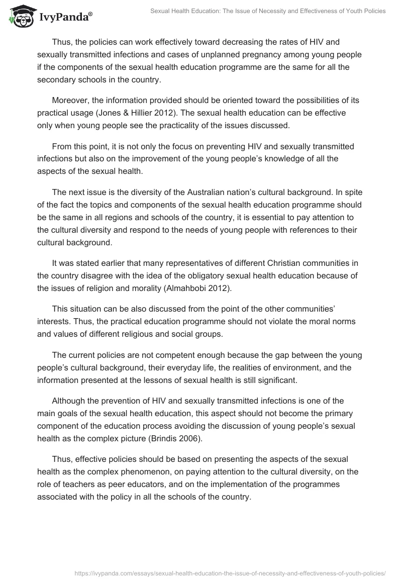 Sexual Health Education: The Issue of Necessity and Effectiveness of Youth Policies. Page 5