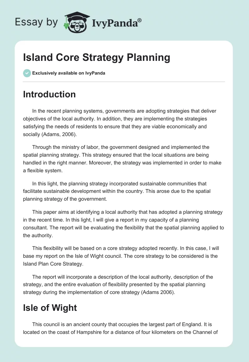 Island Core Strategy Planning. Page 1