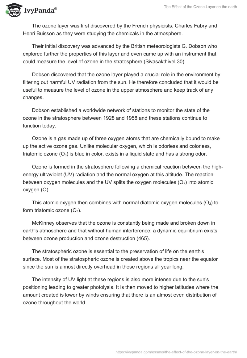 The Effect of the Ozone Layer on the earth. Page 2