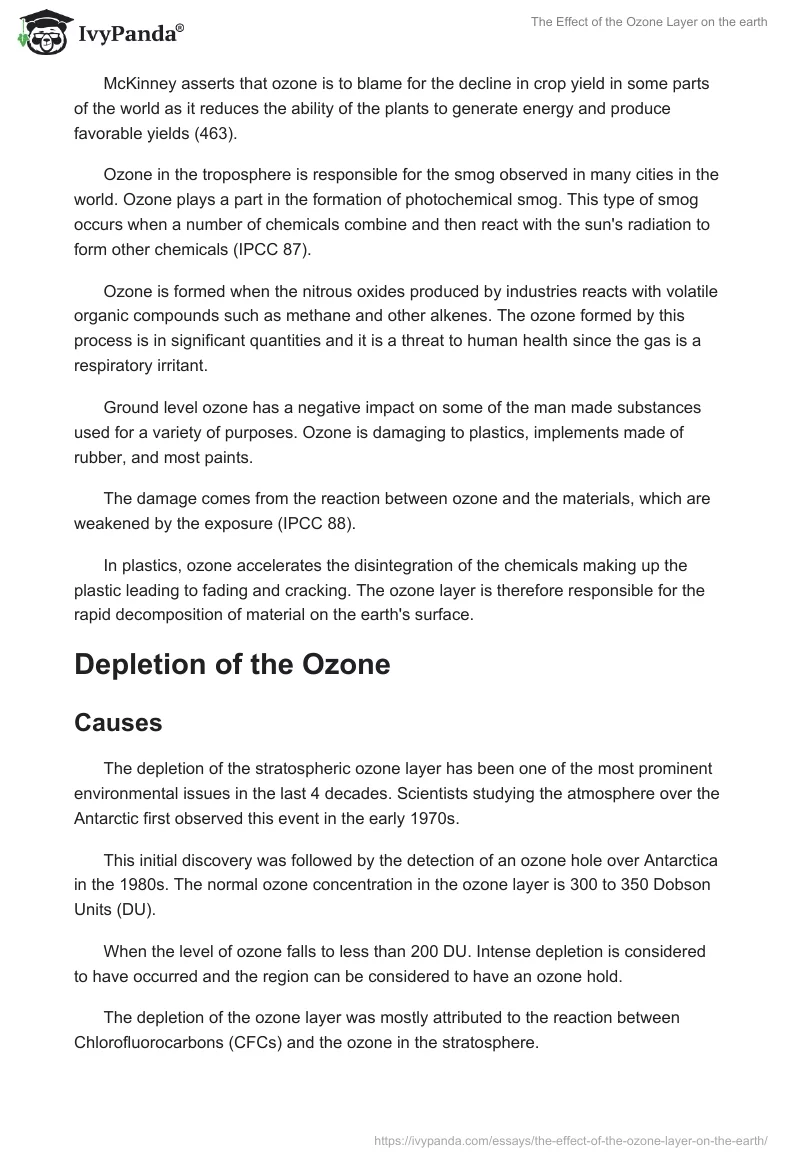 The Effect of the Ozone Layer on the earth. Page 5