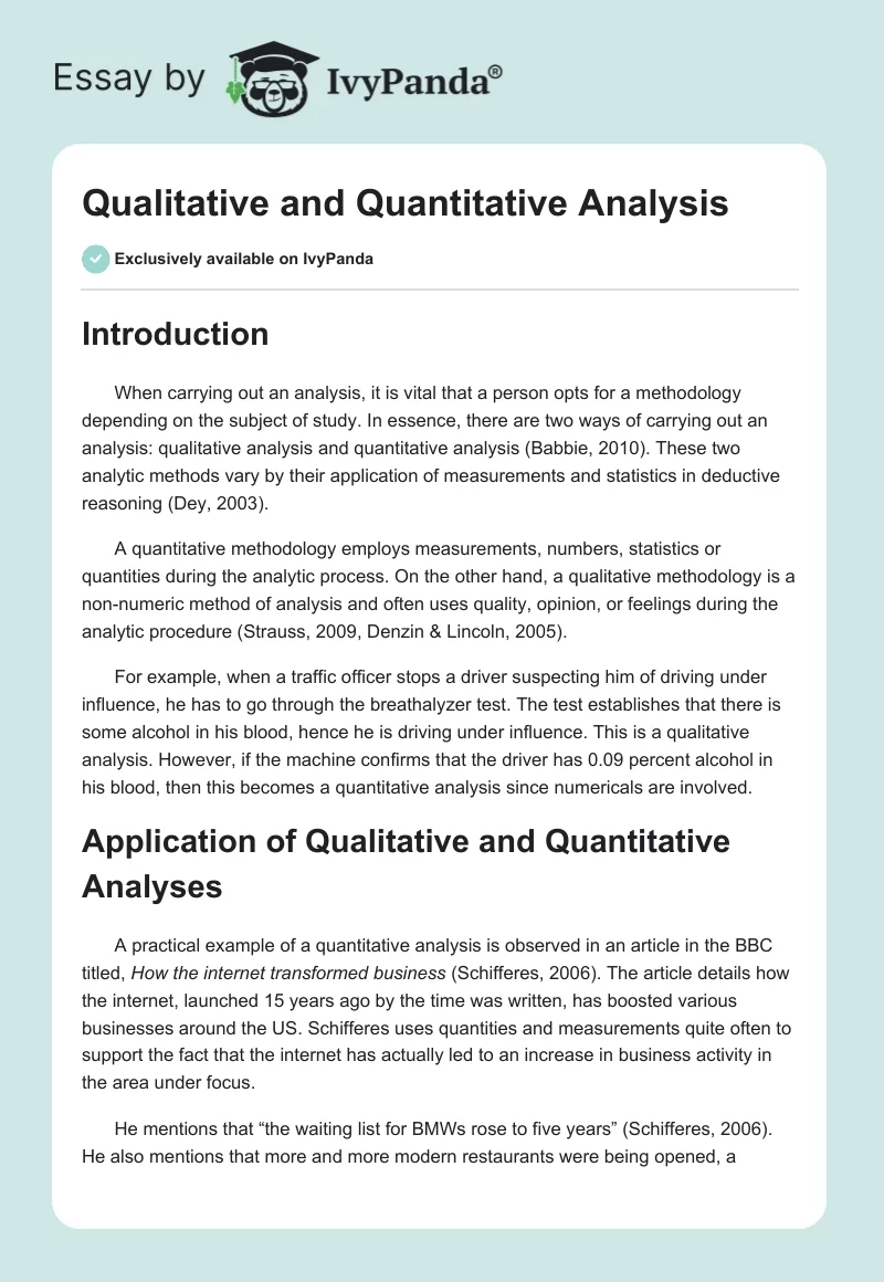 Qualitative and Quantitative Analysis. Page 1