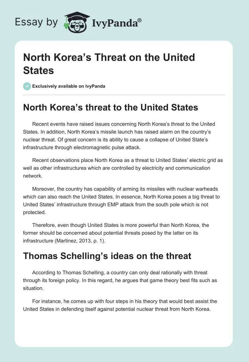 North Korea’s Threat on the United States. Page 1