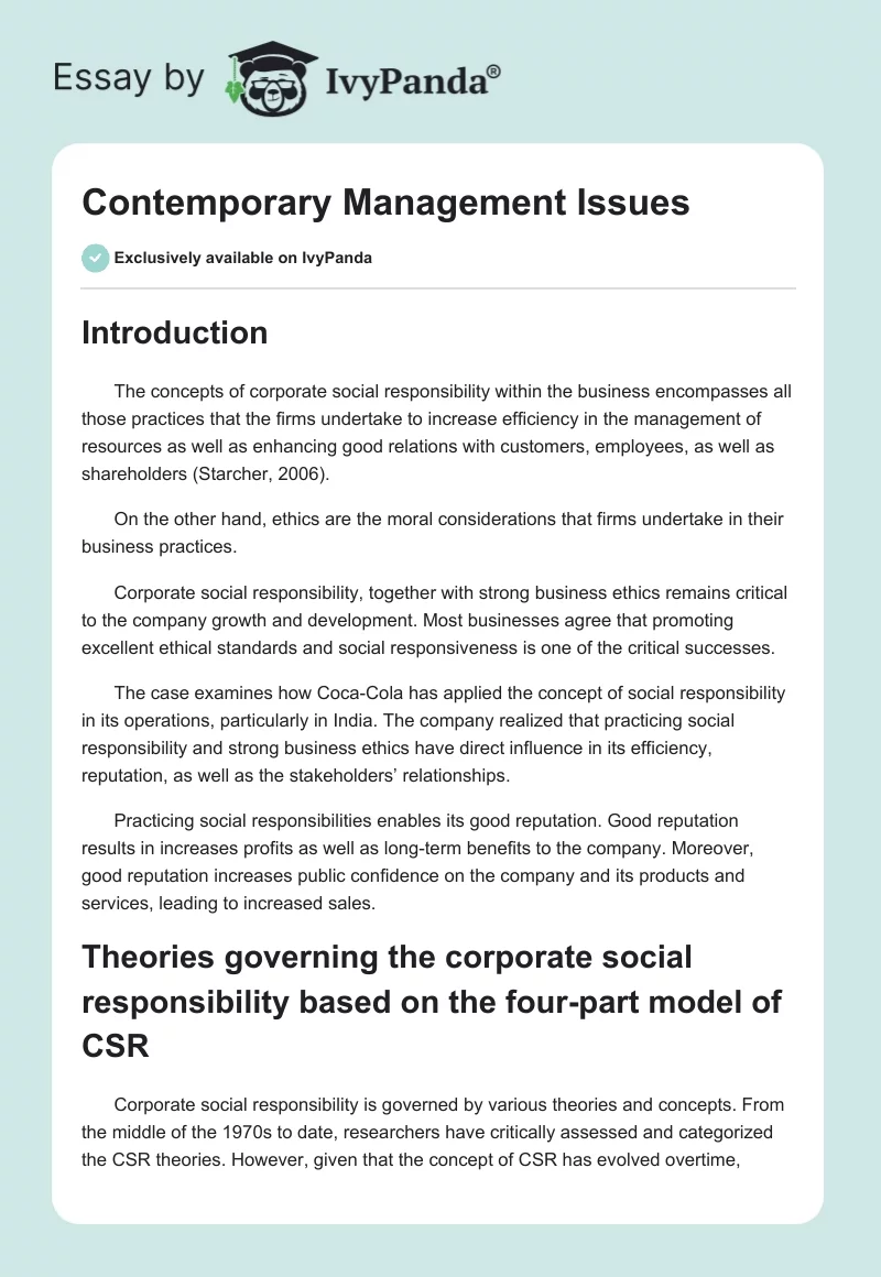 Contemporary Management Issues. Page 1