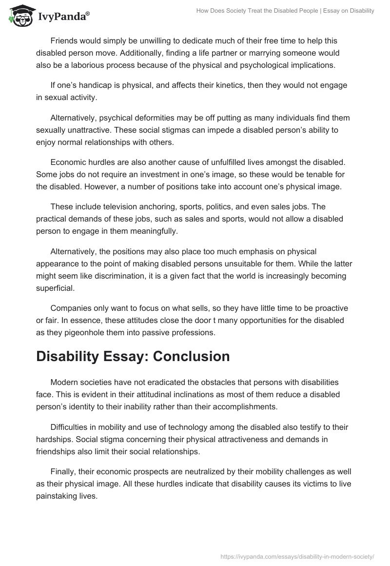 english essay on disability
