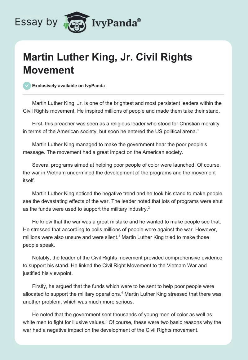 Martin Luther King, Jr. Civil Rights Movement. Page 1