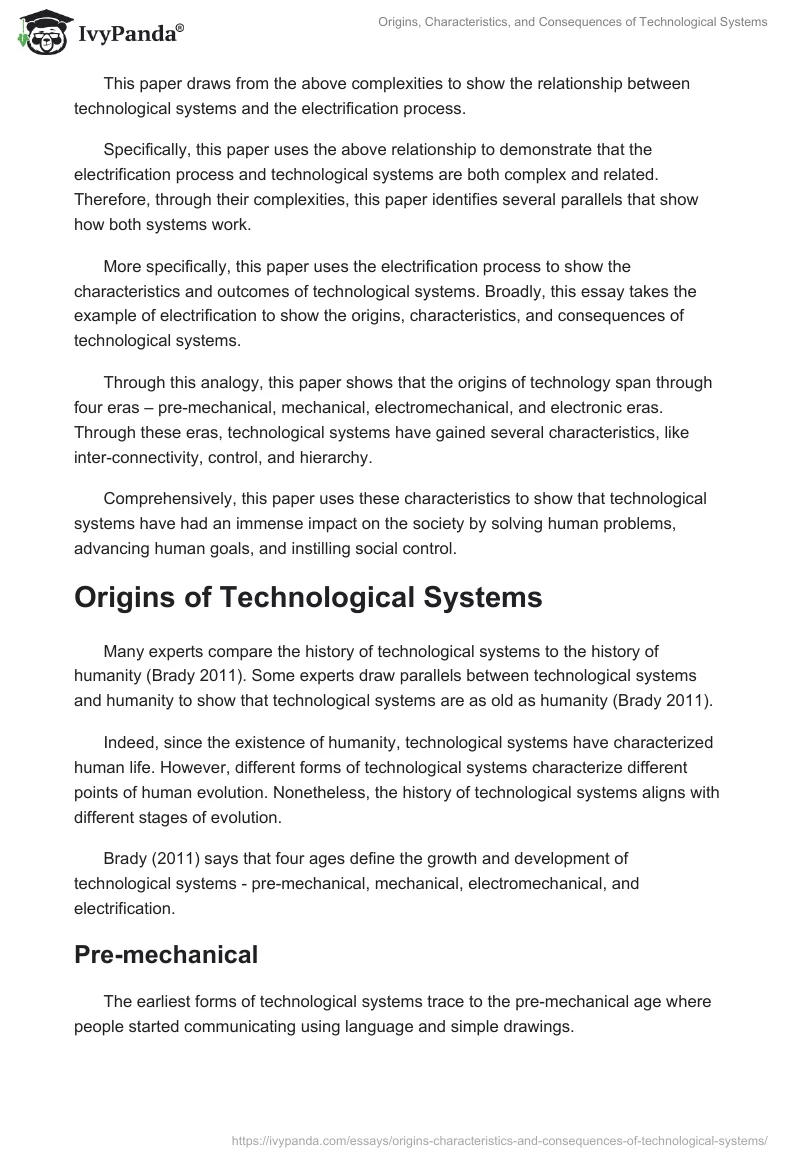 Origins, Characteristics, and Consequences of Technological Systems. Page 2