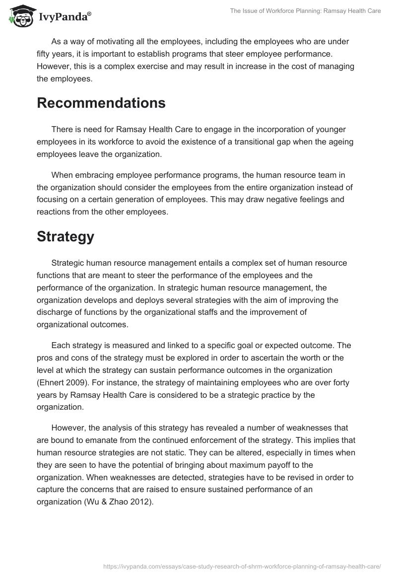 The Issue of Workforce Planning: Ramsay Health Care. Page 3