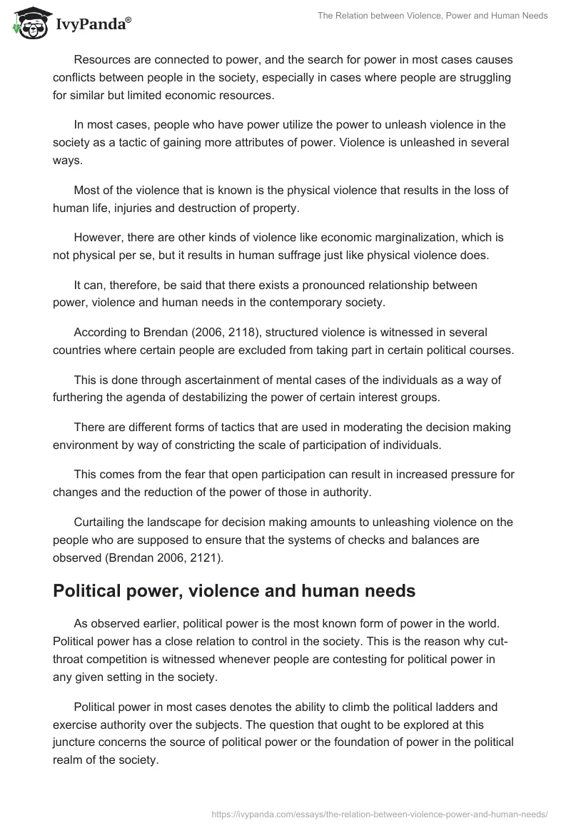 The Relation between Violence, Power and Human Needs. Page 3