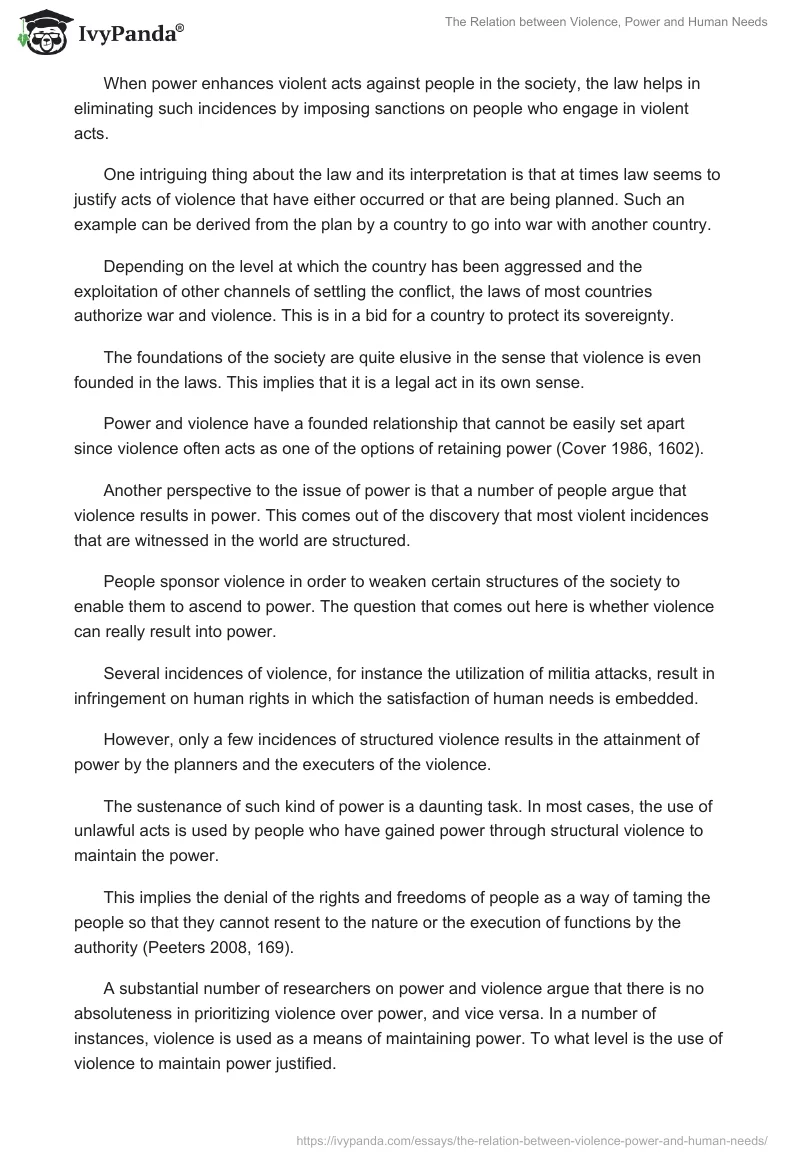 The Relation between Violence, Power and Human Needs. Page 5