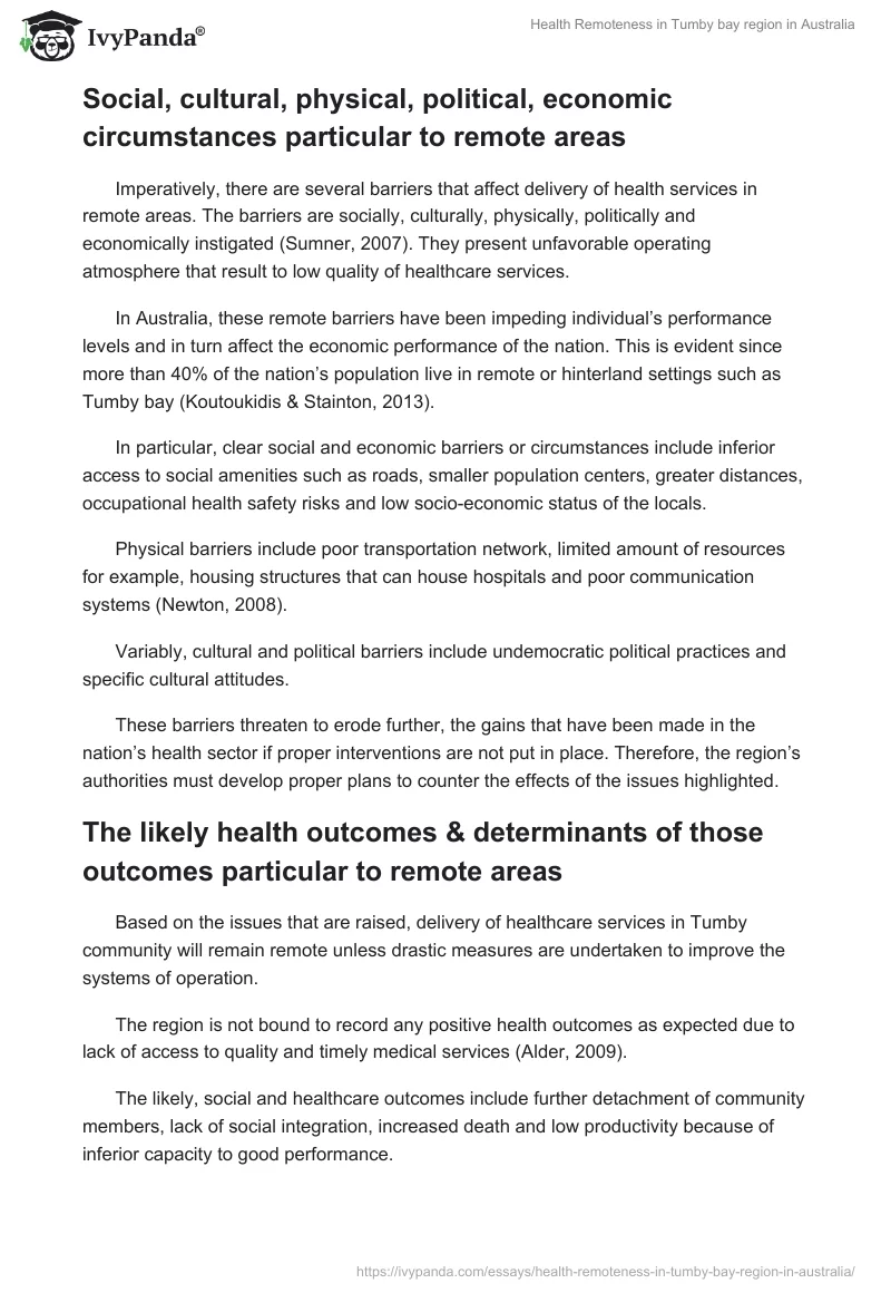 Health Remoteness in Tumby bay region in Australia. Page 4