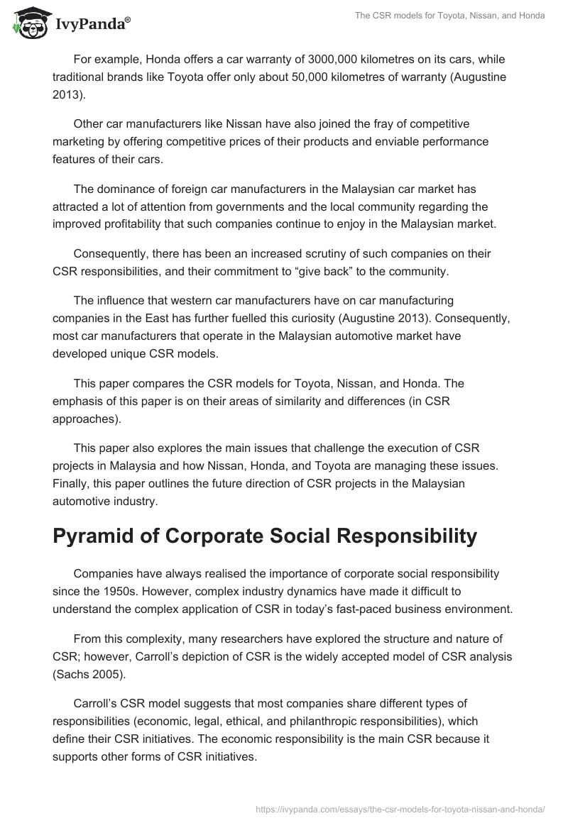 The CSR Models for Toyota, Nissan, and Honda. Page 2