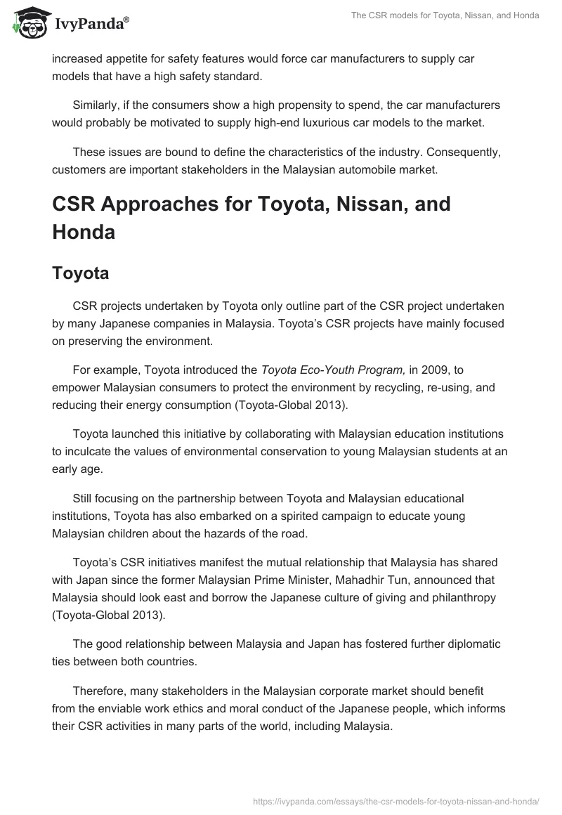 The CSR Models for Toyota, Nissan, and Honda. Page 5